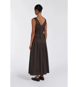 Dissh Mana Bitter Choc Linen Midi Dress Bitter Chocolate Size AU 10 for rent on The Volte - image 4