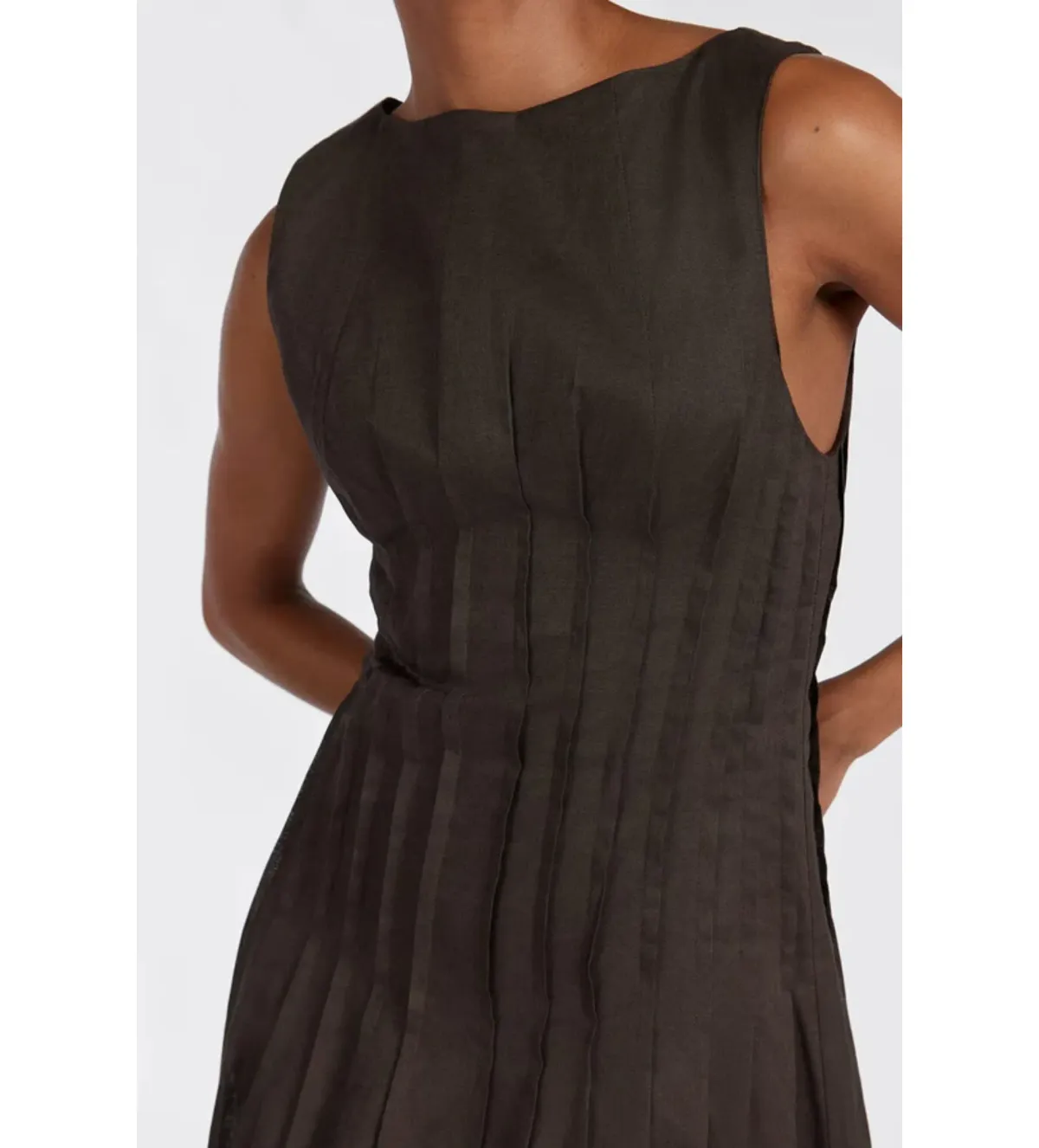 Dissh Mana Bitter Choc Linen Midi Dress Bitter Chocolate Size AU 10 - Image 2