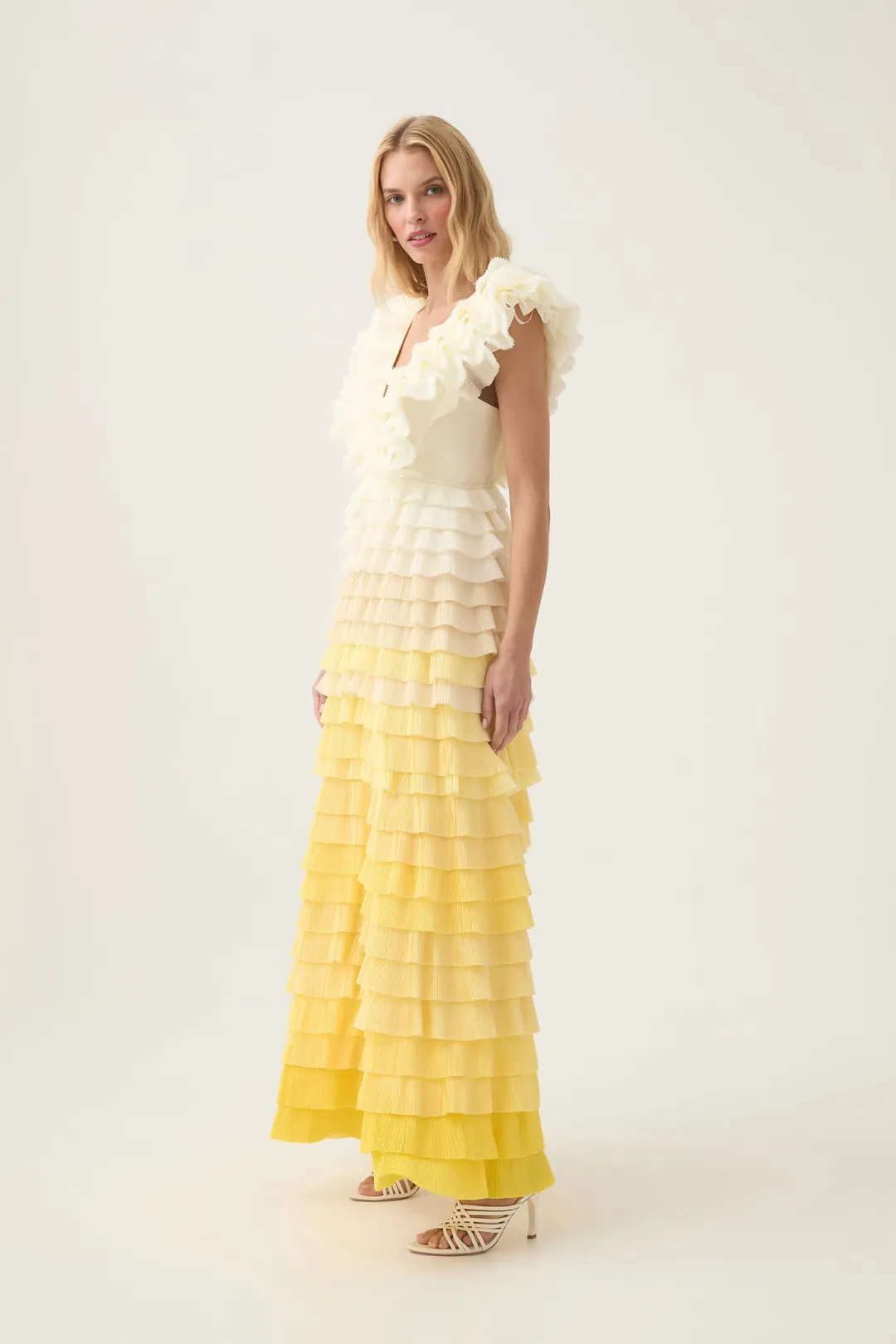 Aje Reflection Ombre Gown in Ivory/Acacia Yellow Size AU 14 for rent on The Volte - main image