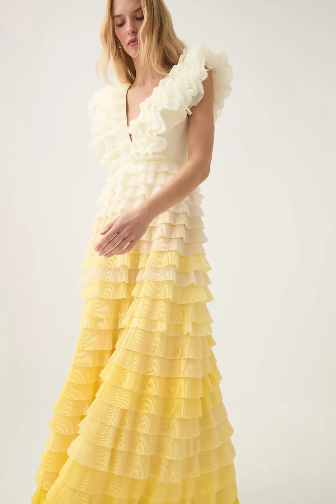 Aje Reflection Ombre Gown in Ivory/Acacia Yellow Size AU 14 for rent on The Volte - main image