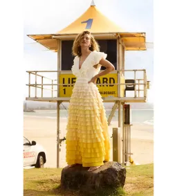 Aje Reflection Ombre Gown in Ivory/Acacia Yellow Size AU 16 for rent on The Volte - image 1