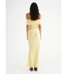 Benni Nico Off Shoulder Maxi Dress in Butter Size AU 8 for rent on The Volte - image 4