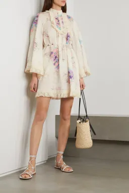Zimmermann The Jude Lace Trim Swing Dress in Bright Floral Size 4 / AU 16 for rent on The Volte - image 1
