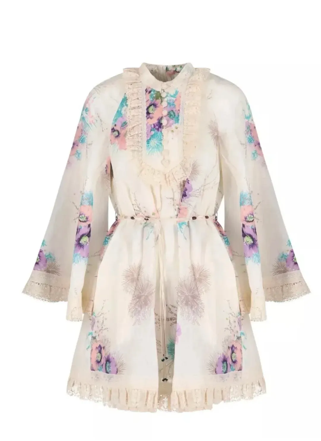 Zimmermann The Jude Lace Trim Swing Dress in Bright Floral Size 4 / AU 16 for rent on The Volte - main image