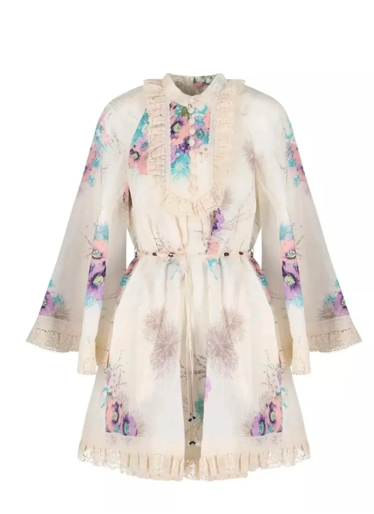 Zimmermann The Jude Lace Trim Swing Dress in Bright Floral Size 4 / AU 16 - Image 4