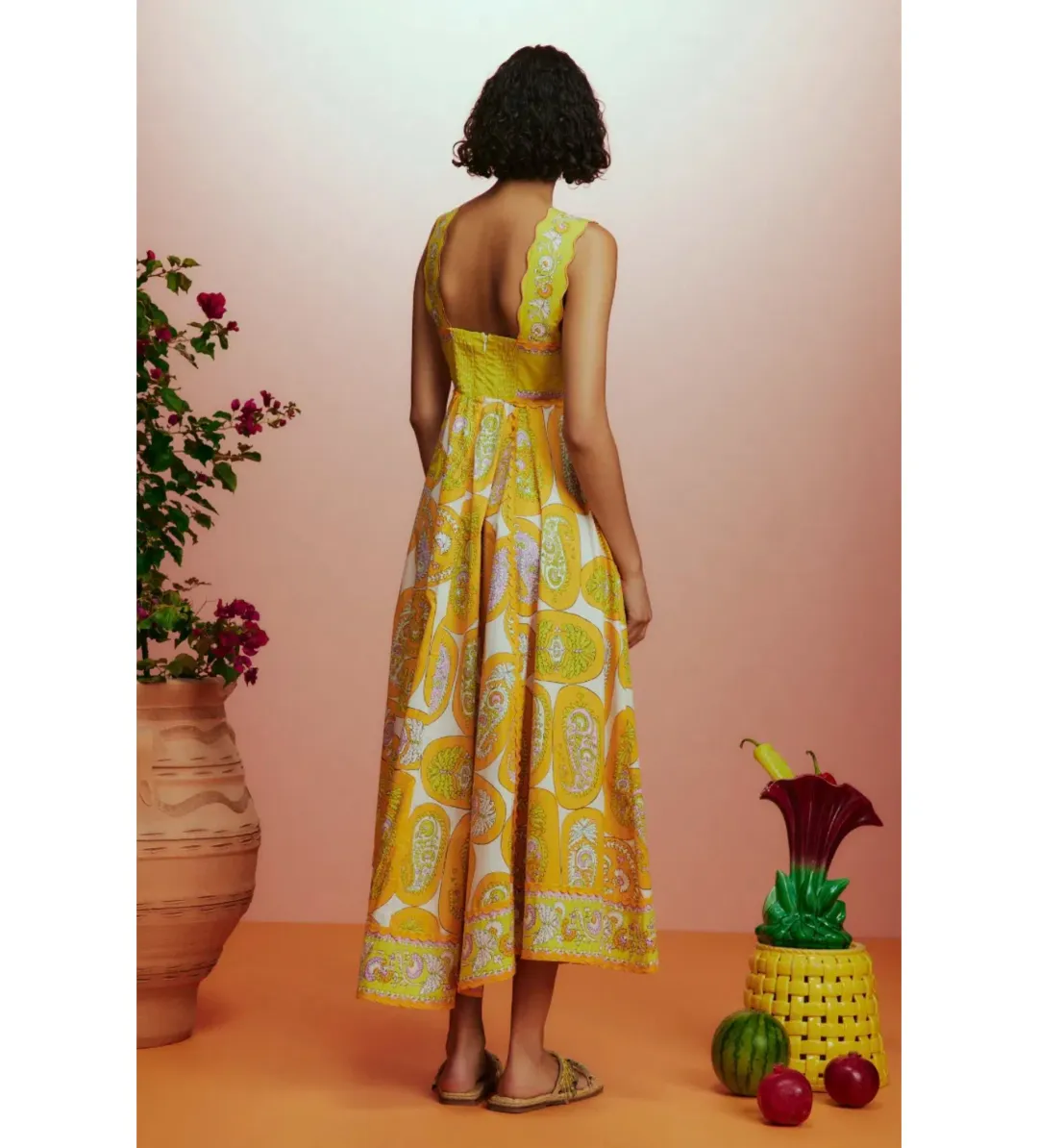Alemais Diana Summer Dress Yellow Floral Size AU 8 for rent on The Volte - main image