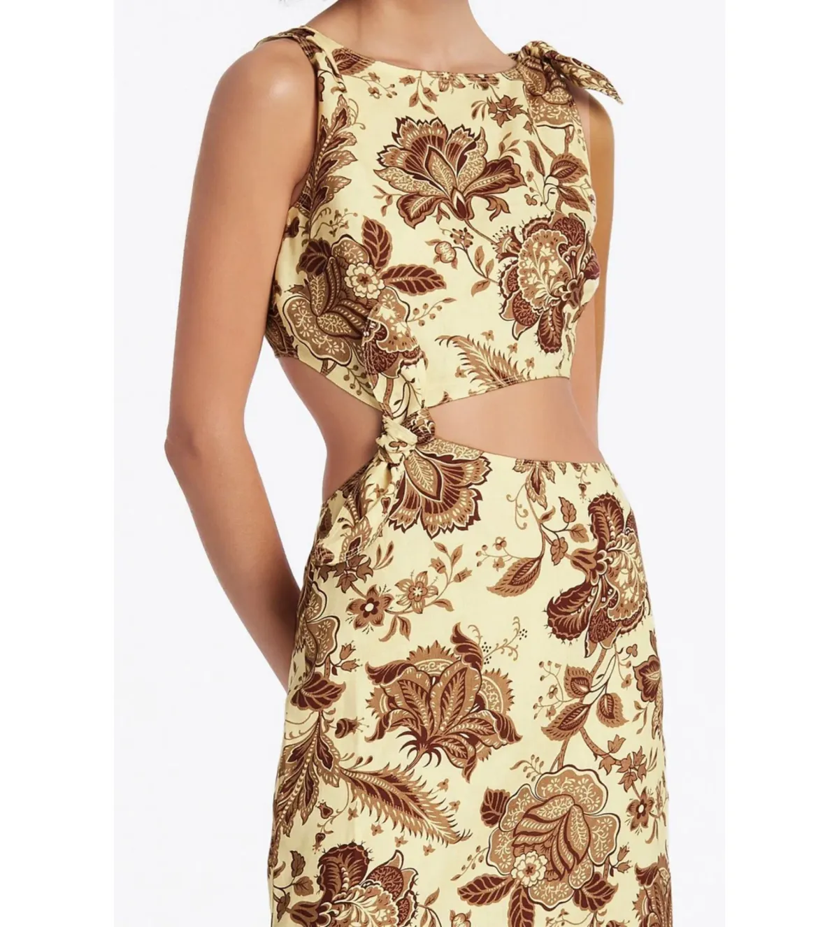 Sir The Label Rei Knot Midi Dress in Citrus Lilium Print Size 0 / AU 8 - Image 2