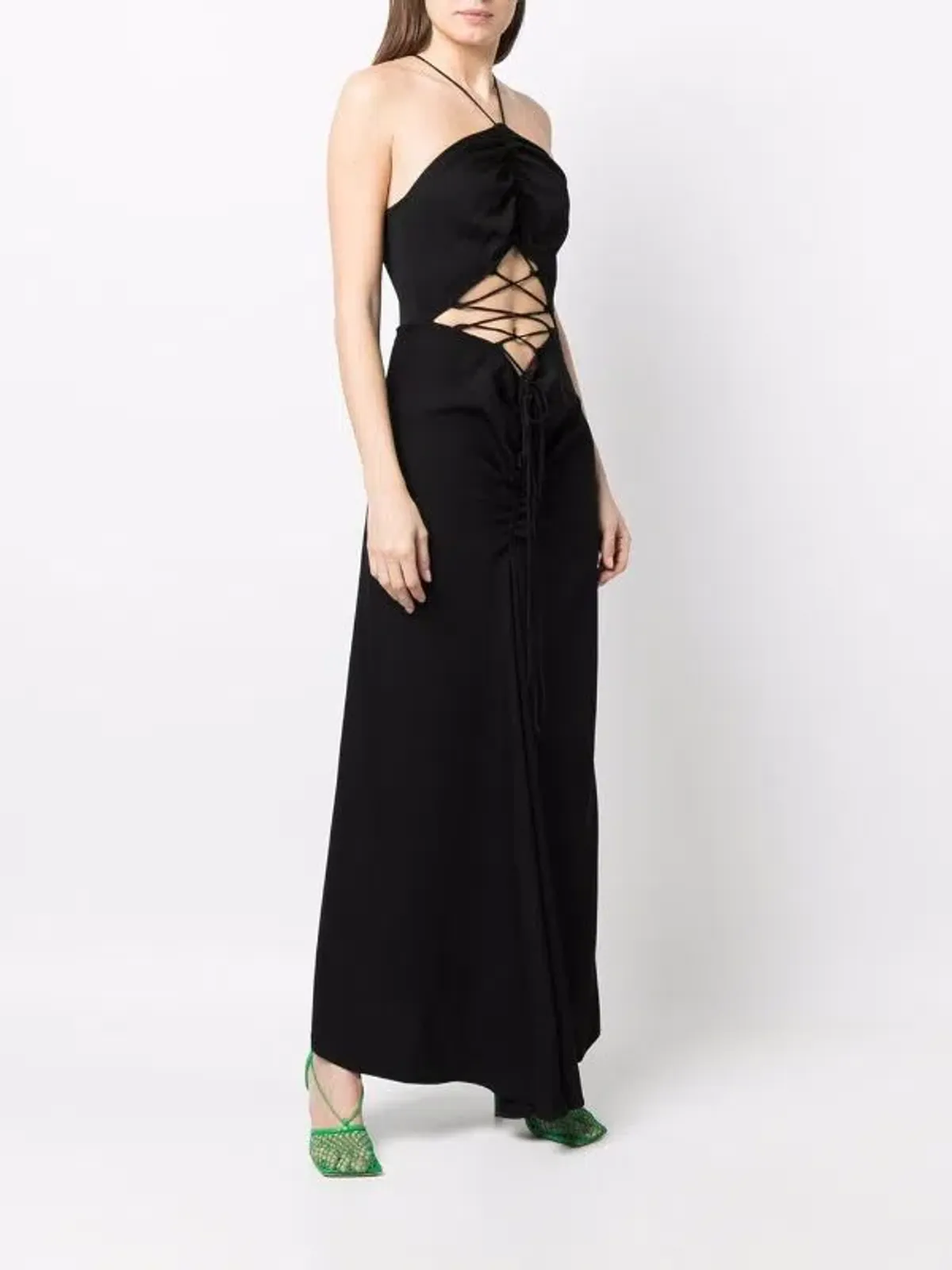 Christopher Esber Lattice Waist Tie Dress Black Size 6 - Image 2