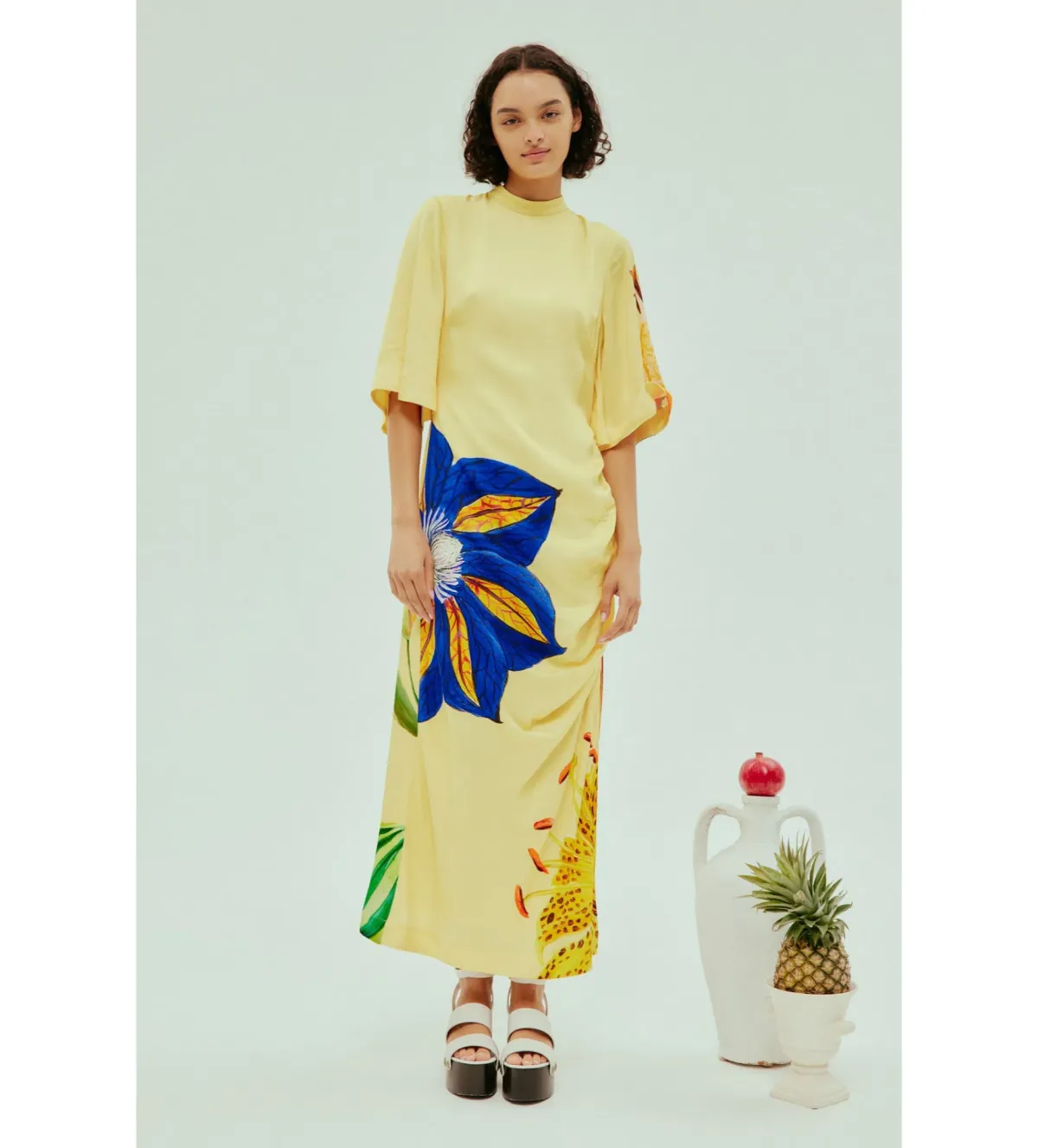 Alémais Dahlia Midi Dress Yellow/Floral Size 16 - Image 1