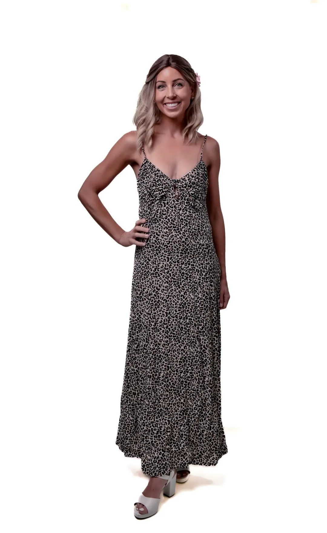 RUE STIIC BIANCA LEOPARD SLIP MIDI DRESS SIZE S / AU 8 for rent on The Volte - main image