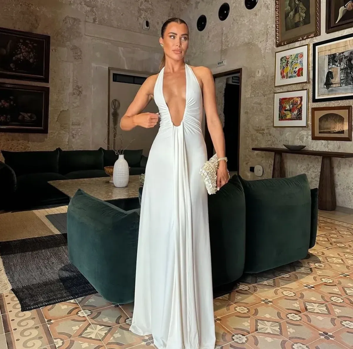 MISHA Jennifer Cupro Maxi Dress Size White 8/S - Image 1