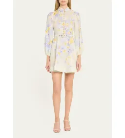Zimmermann The Crush Buttoned Mini Dress in Lilac Floral Size 1/Au 10 for rent on The Volte - image 1