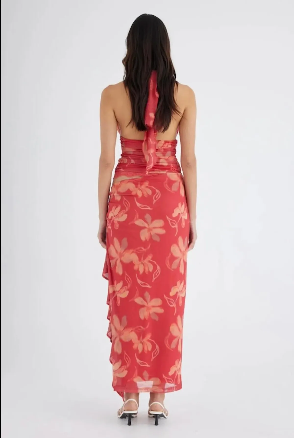 Benni Penelope Halter Maxi Dress Hibiscus Floral Size 6 - Image 3