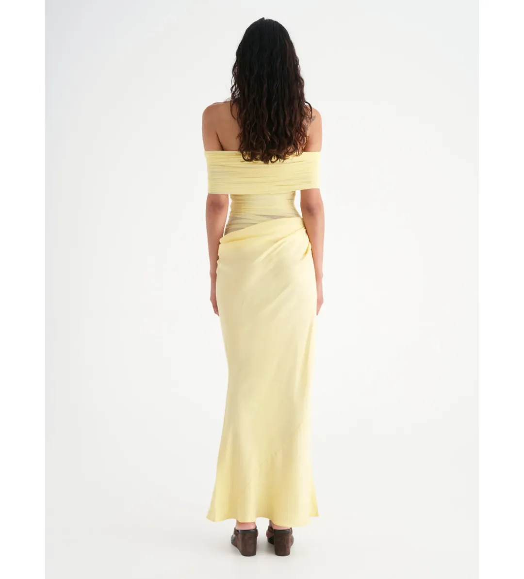 Benni Nico Off Shoulder Maxi Dress Yellow Size 6 for rent on The Volte - main image