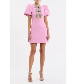 Rebecca Vallance Juliana Puff Sleeve Mini Dress Pink Size AU 12 for rent on The Volte - image 1