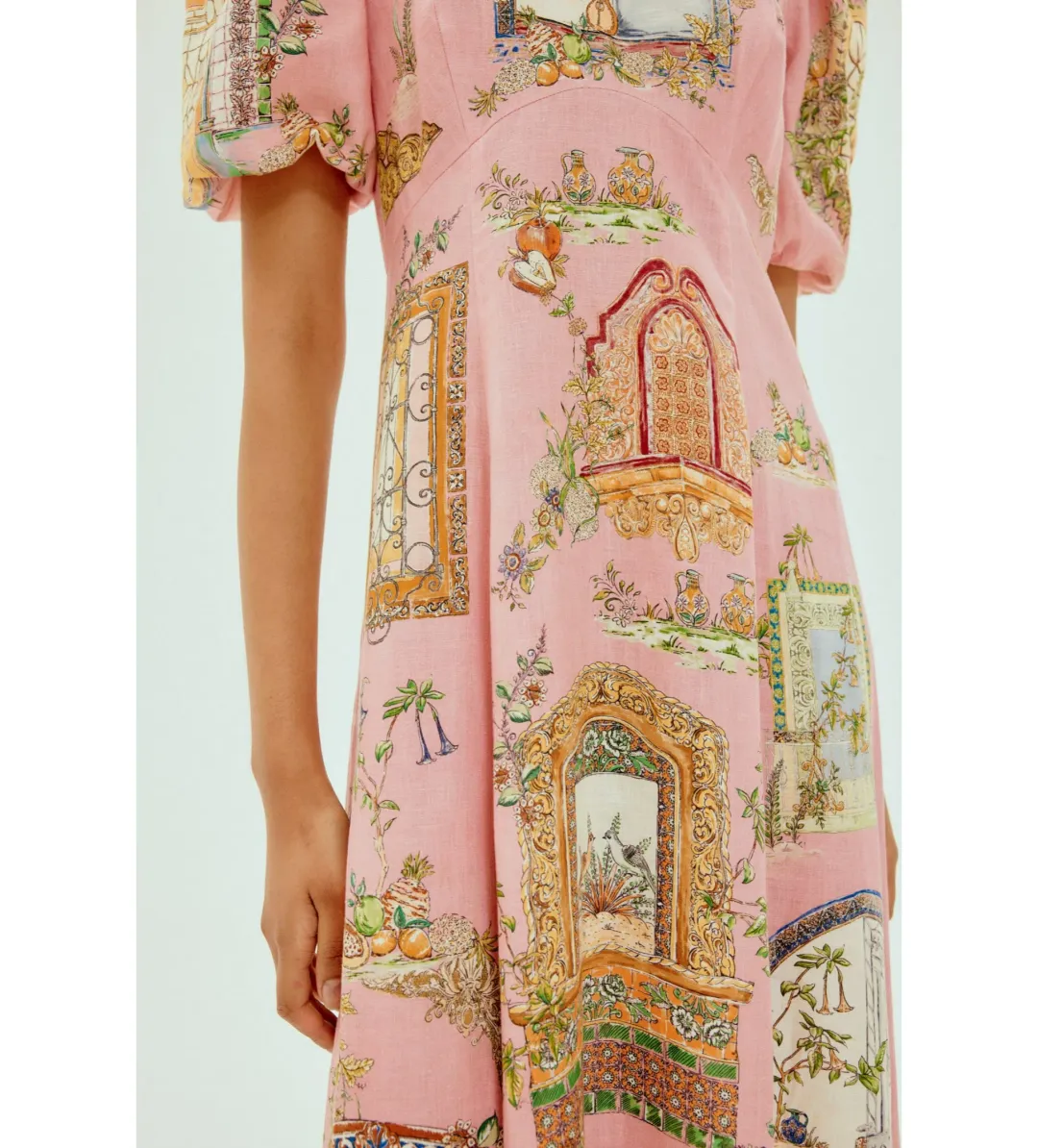 Alemais Monte Midi Dress Pink Print Size AU 16 for rent on The Volte - main image