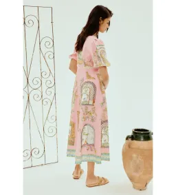 Alemais Monte Midi Dress Pink Print Size AU 16 for rent on The Volte - image 4