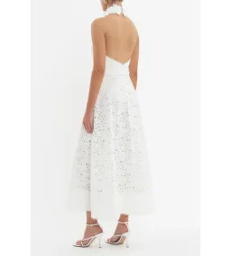 Rebecca Vallance Nuvola Halter Midi Dress in Ivory Size AU 8 for rent on The Volte - image 6