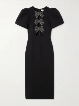 Rebecca Valance Eliana Puff Sleeve Midi Dress in Black Size AU 12 for rent on The Volte - image 4