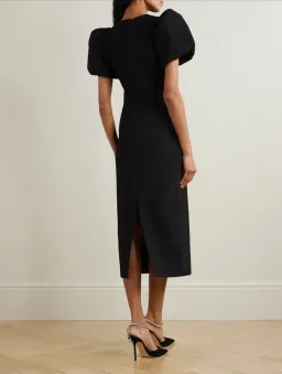 Rebecca Valance Eliana Puff Sleeve Midi Dress in Black Size AU 12 for rent on The Volte - image 2