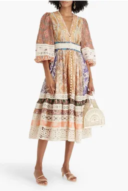 Zimmermann Devi Spliced Midi Dress Print Size 4 / AU 16 for rent on The Volte - image 2