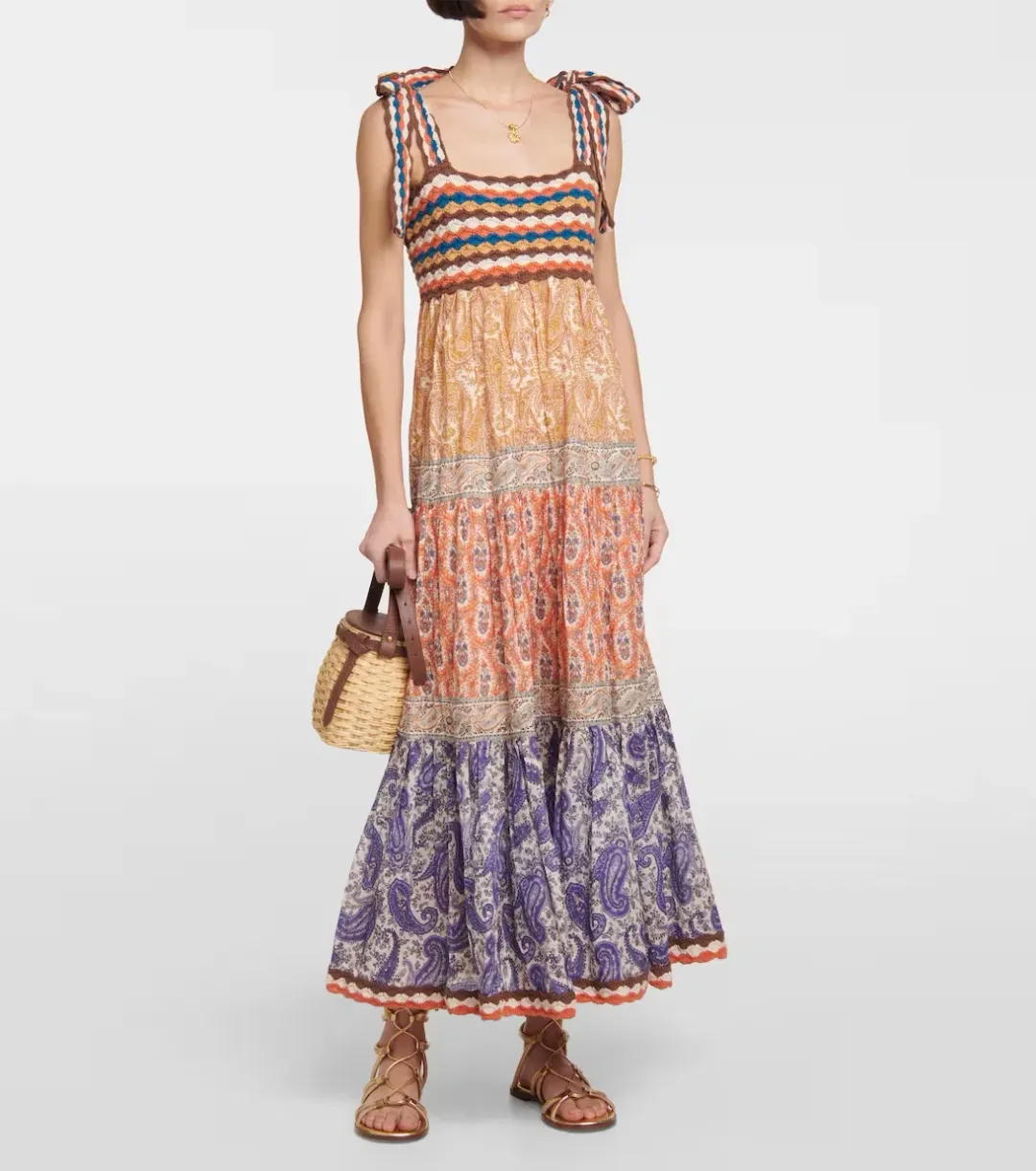 Zimmermann Devi Crochet Midi Dress Spliced Size 1 / AU 10 for rent on The Volte - main image