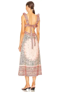 Zimmermann Matchmaker Frilled Midi Dress Pink Bandana Size 4 / AU 16 for rent on The Volte - image 3