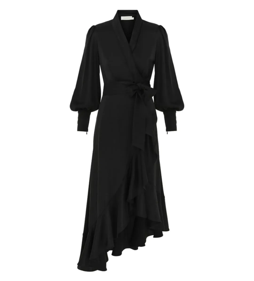 Zimmerman Silk Wrap Midi Dress in Black Size 2 / AU 12 for rent on The Volte - main image