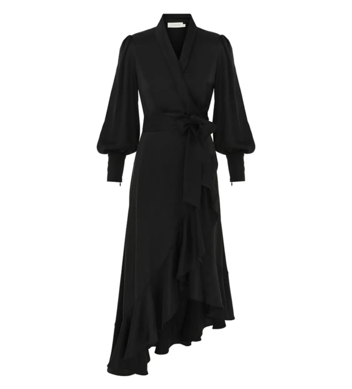 Zimmerman Silk Wrap Midi Dress in Black Size 2 / AU 12 - Image 4