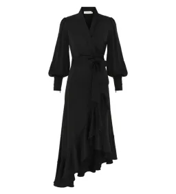 Zimmerman Silk Wrap Midi Dress in Black Size 2 / AU 12 for rent on The Volte - image 4