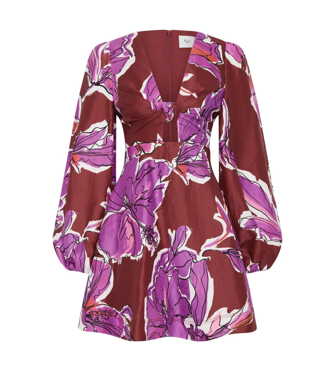 Aje Inflorescence Mini Dress in Bold Hibiscus Size AU 14 for rent on The Volte - main image