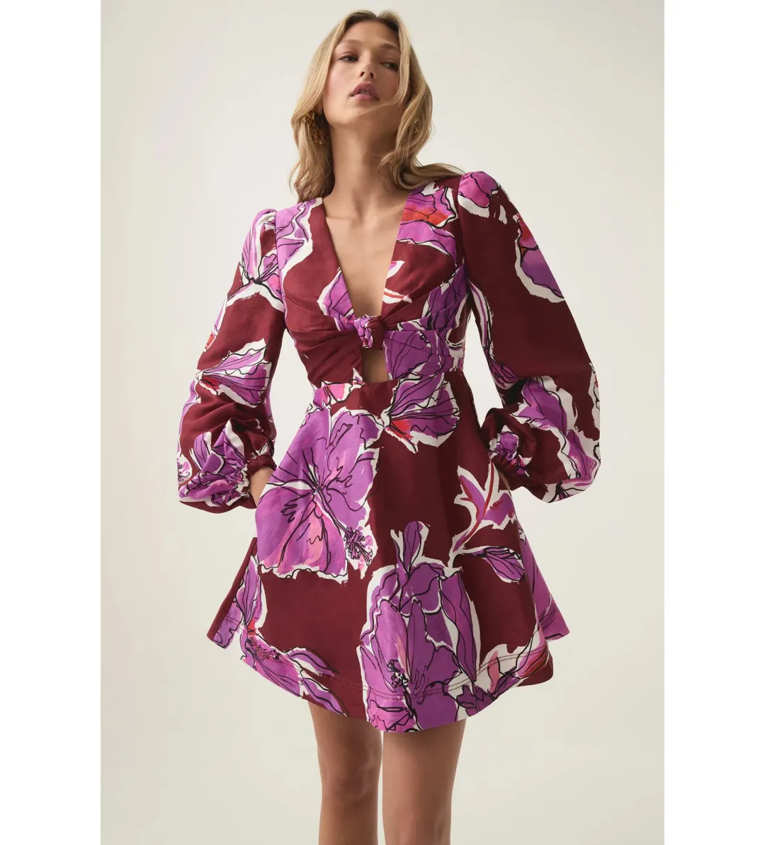 Aje Inflorescence Mini Dress in Bold Hibiscus Size AU 14 for rent on The Volte - main image