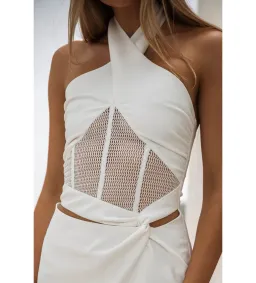 Sabo Skirt Amaris Halter Dress White Size L / AU 12 for rent on The Volte - image 3