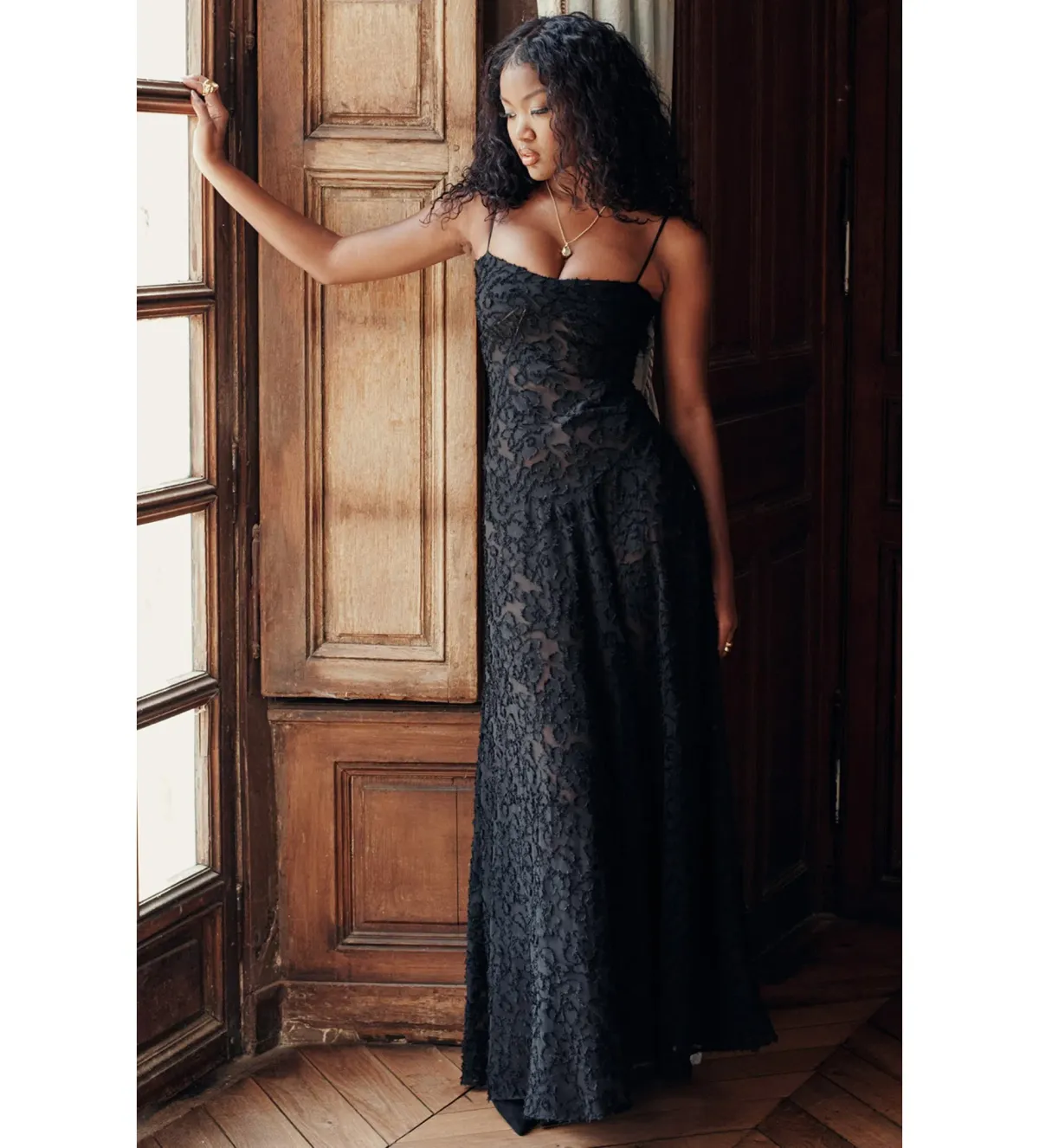 House of CB Seren Floral Lace Back Maxi Dress Black Size XS / AU 6 - Image 4