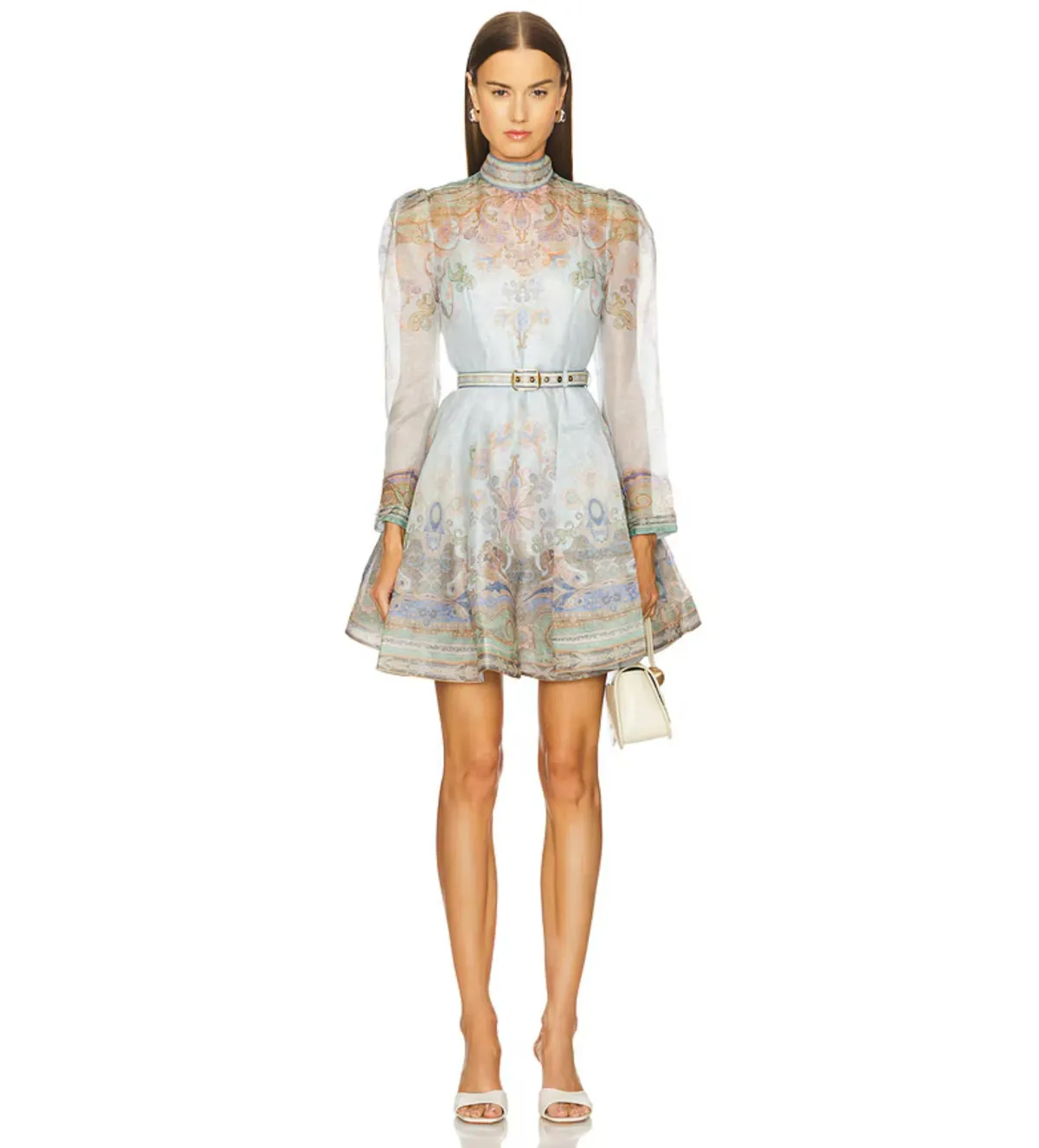 Zimmermann Eden Belted Mini Dress Blue Paisley Size 0 / AU 8 - Image 1