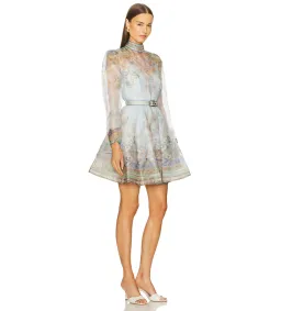 Zimmermann Eden Belted Mini Dress Blue Paisley Size 0 / AU 8 for rent on The Volte - image 2