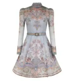Zimmermann Eden Belted Mini Dress Blue Paisley Size 0 / AU 8 for rent on The Volte - image 4