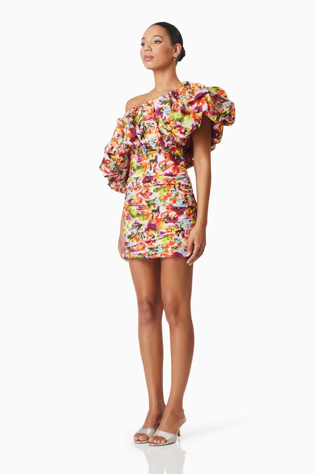 Elliatt Elira Printed Mini Dress in Floral Multi Size 10 for rent on The Volte - main image