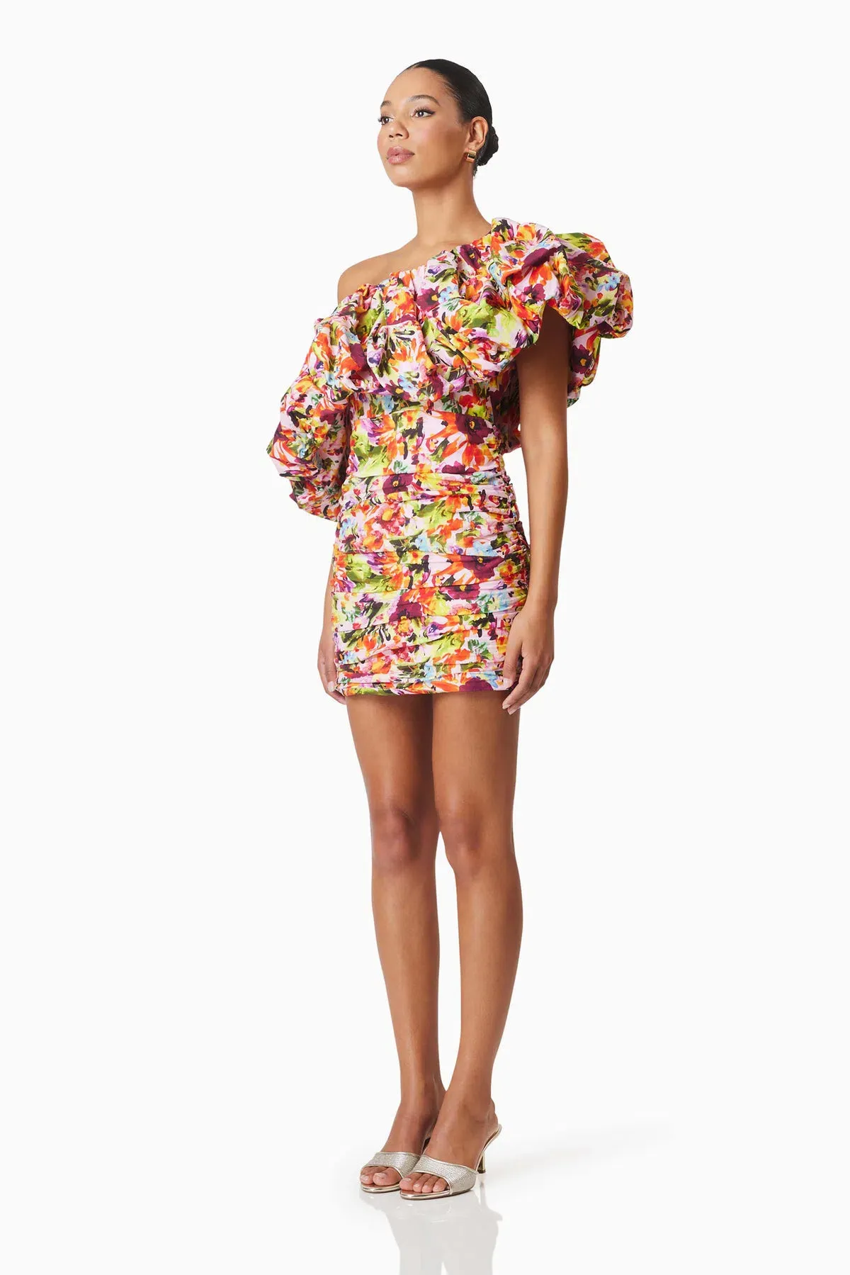 Elliatt Elira Printed Mini Dress in Floral Multi Size 10 - Image 2
