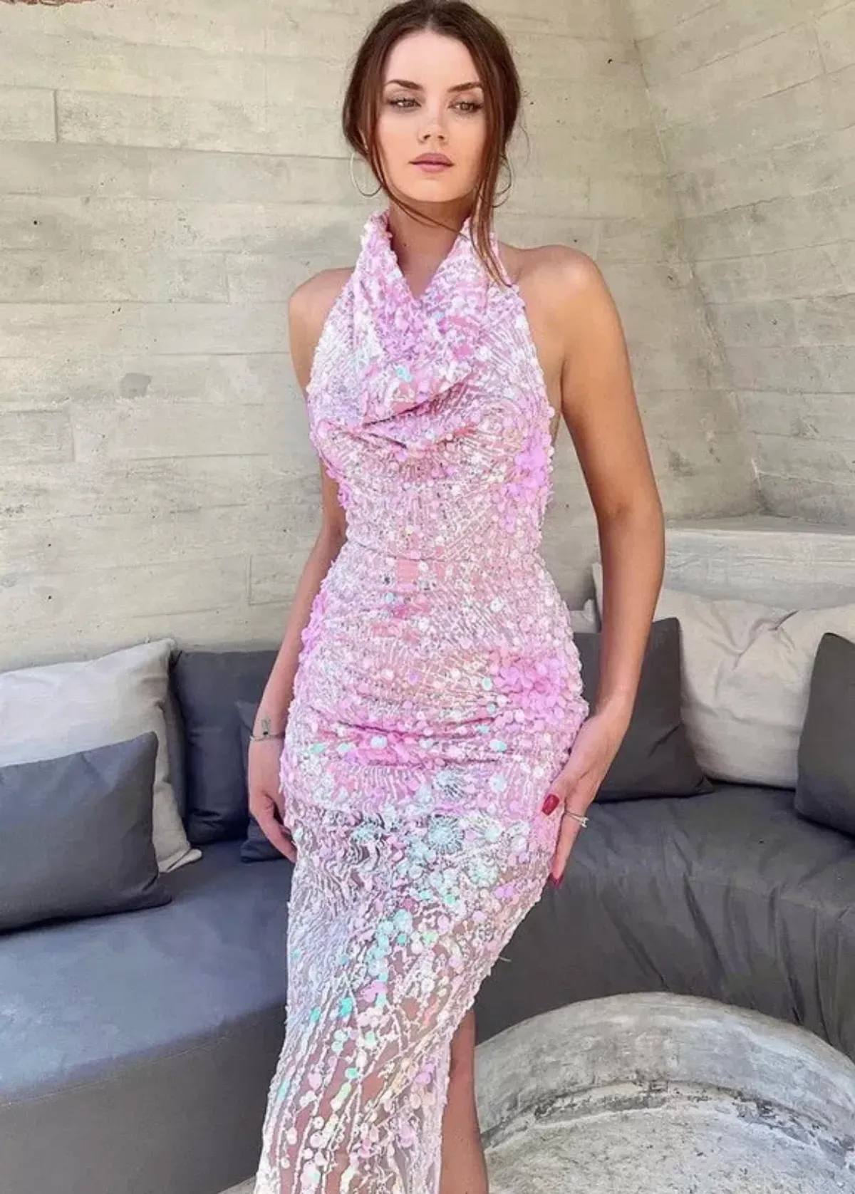 Eliya The Label Laura Sequin Dress Pink Size S / AU 8 - Image 2