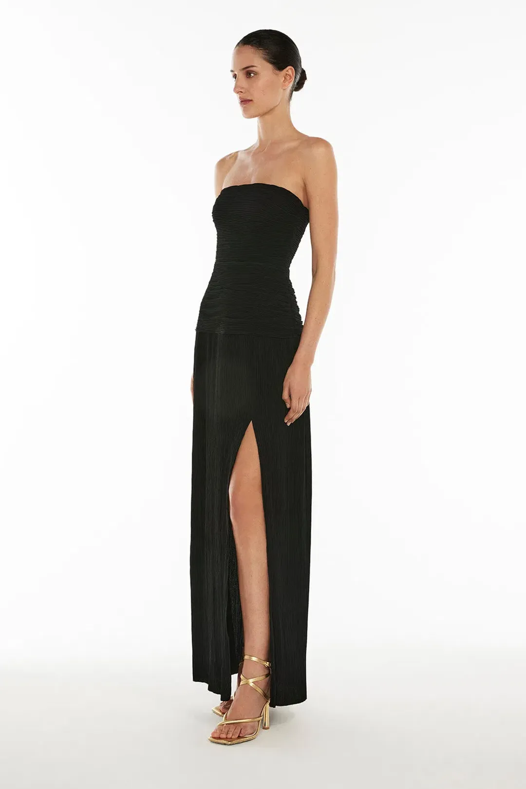 Manning Cartell Double Time Pleat Strapless Dress in Black Size 6 for rent on The Volte - main image