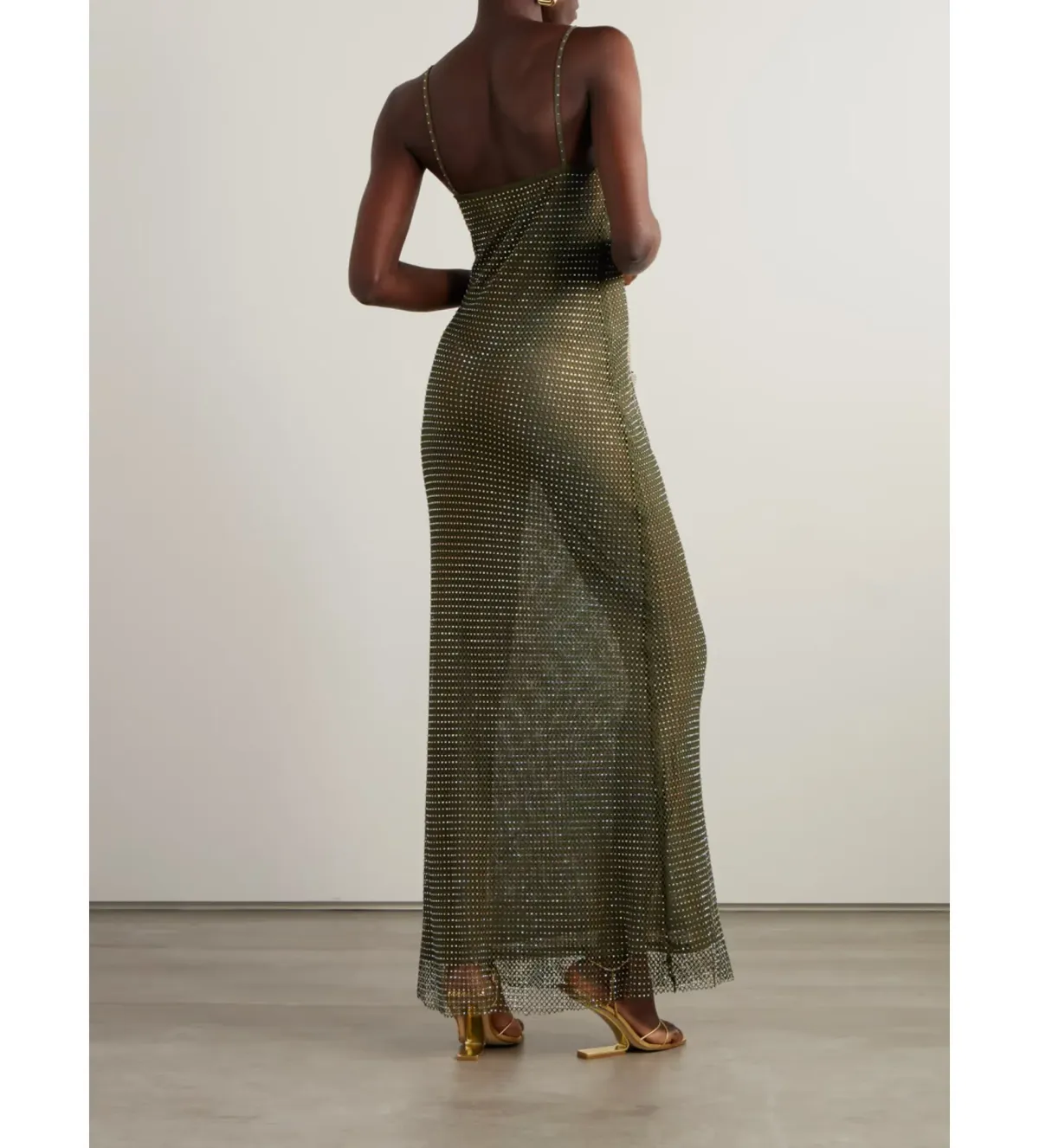 Self Portrait Crystal-embellished Fishnet Gown Green Size AU 8 - Image 2