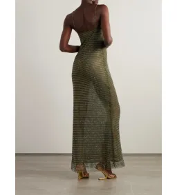 Self Portrait Crystal-embellished Fishnet Gown Green Size AU 8 for rent on The Volte - image 2