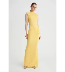 Suboo Vega Rouched Midid Dress in Butter Size AU 8 for rent on The Volte - image 1