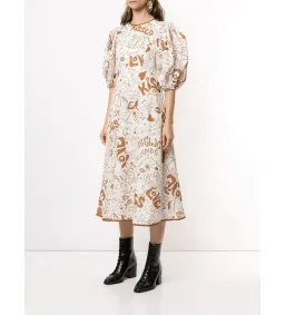 Zimmermann Graffiti Linen Day Dress in Graffiti Print Size 2 / AU 12 for rent on The Volte - image 1