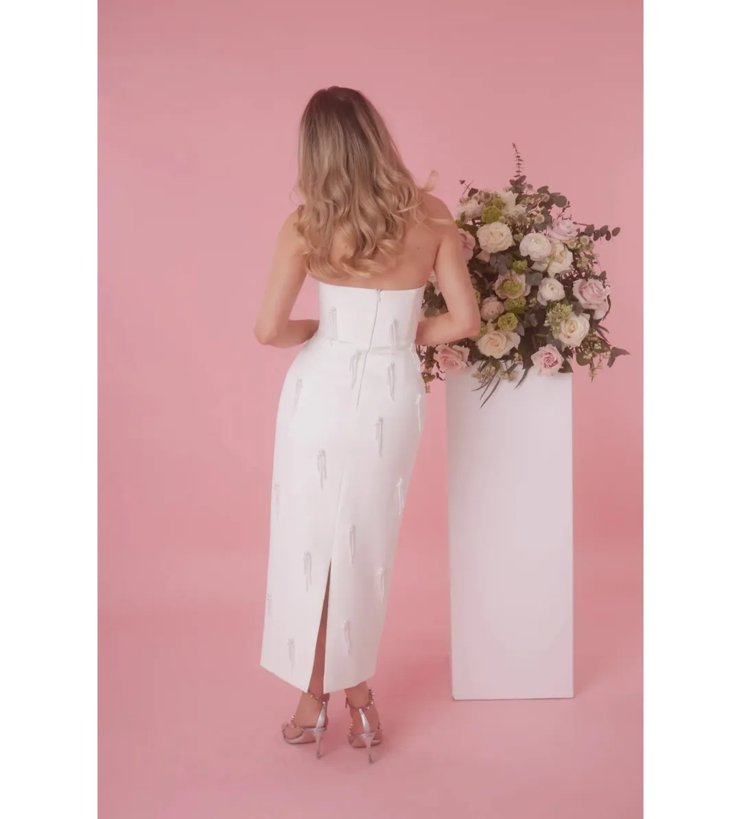 Odd Muse Ultimate Muse Embellished Midi Dress White Size AU 6 for rent on The Volte - main image