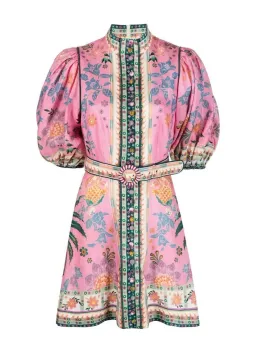 Zimmermann Ginger Buttoned Mini Dress Pink Multi Floral Size 1 / AU 10 for rent on The Volte - image 3