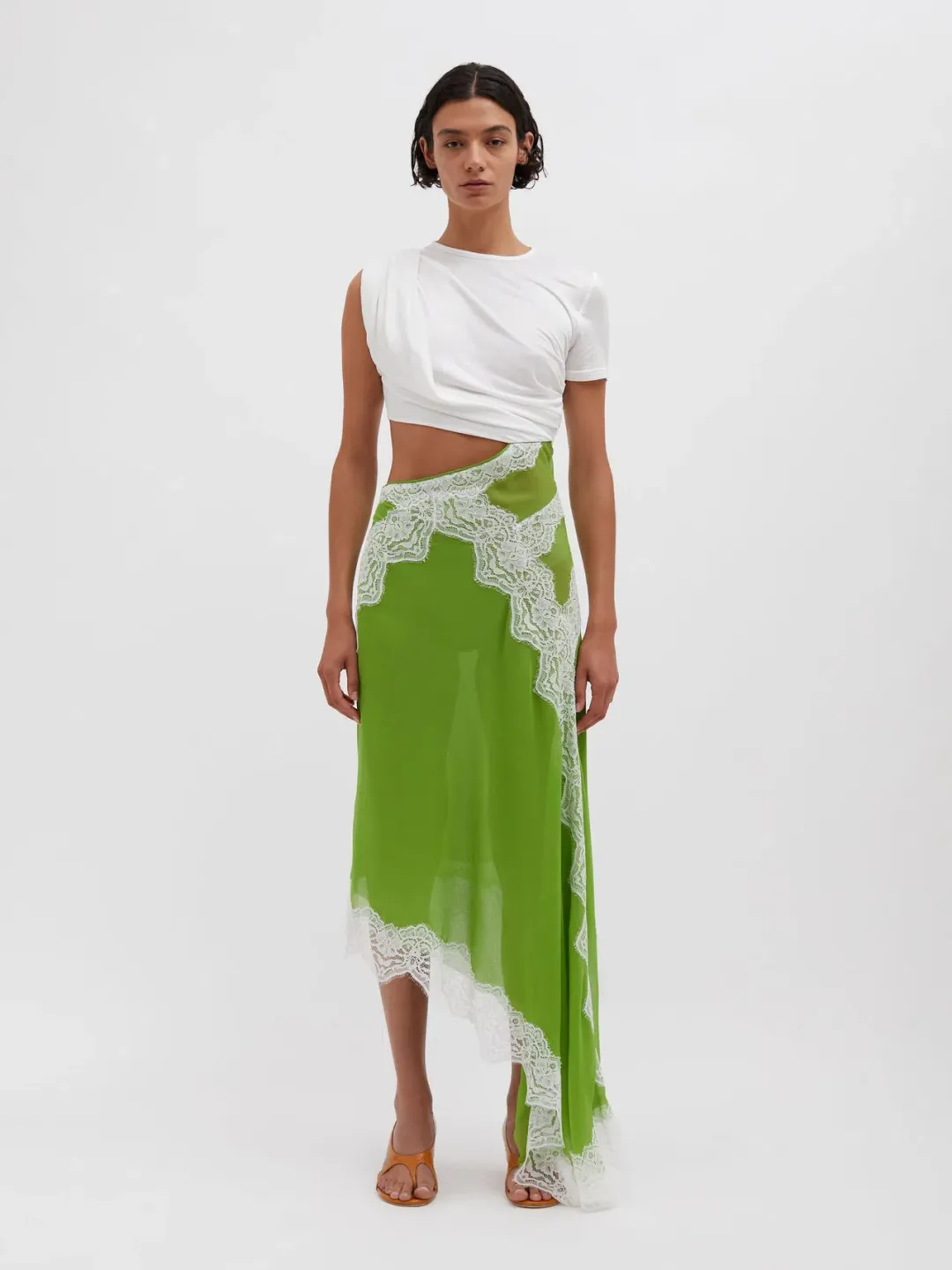 Christopher Esber Verve Twisted Tee Dress Verde White Size 8 for rent on The Volte - main image