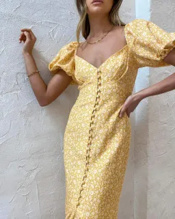Significant Other Jacinta Midi Dress Champagne Pansy Size AU 10 for rent on The Volte - image 5