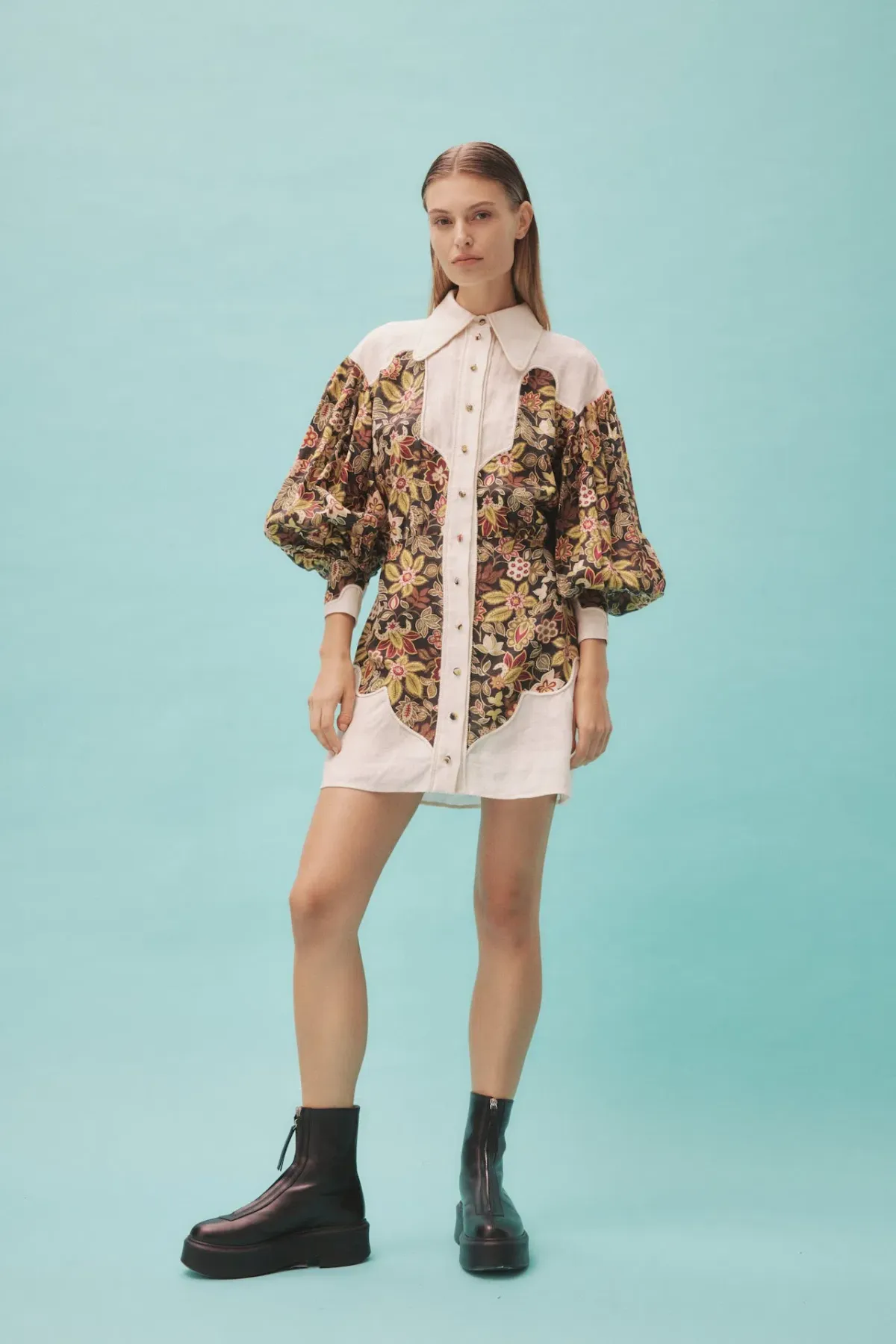 Alémais Isabella Panel Mini Dress Floral Multi Size 14 - Image 1